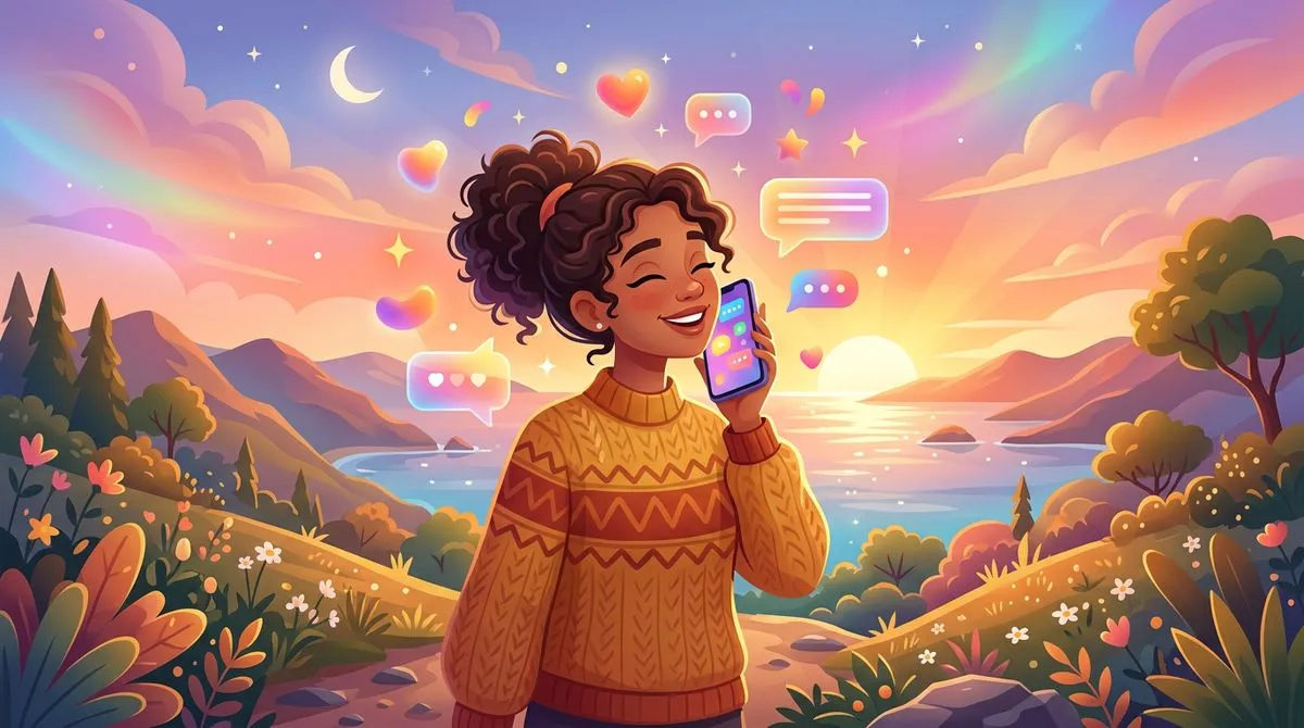 かわいい写真を見てリアクションする人のイラスト