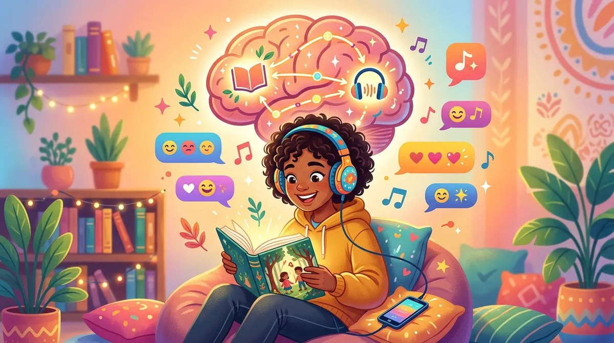 reading and listening connection brain diagram illustration