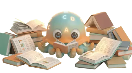 Reading octopus mascot