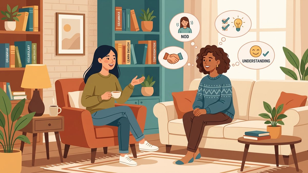 基本のあいづちを使って会話を聞く人のイラスト