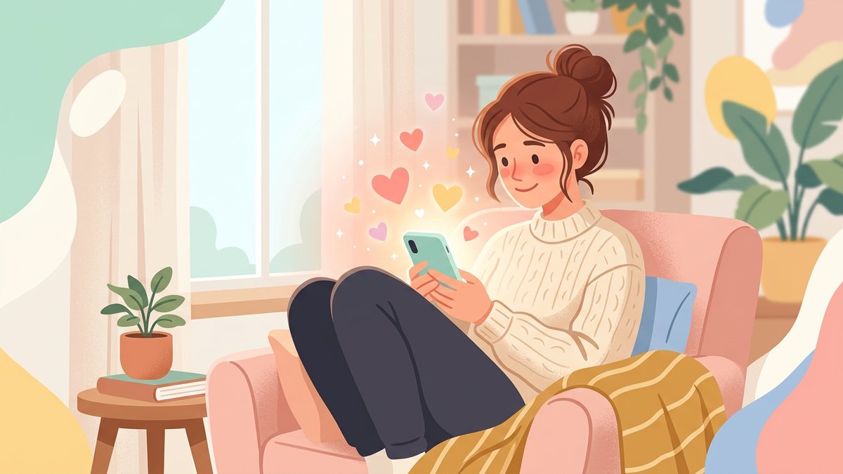 感動的なメッセージに心を動かされる人のイラスト