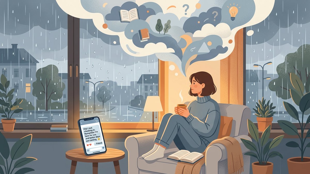 不安な気持ちを抱えながら友達に相談する人のイラスト