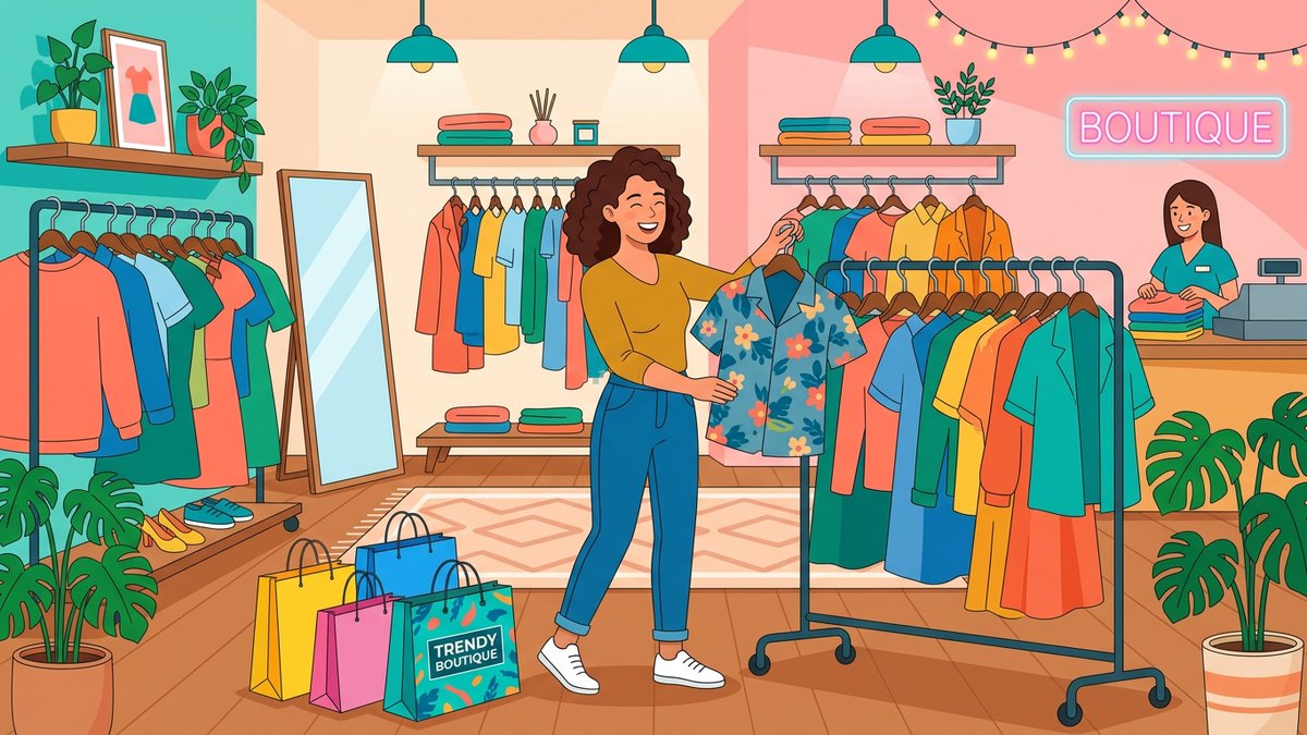 ショッピングを楽しむ人のイラスト